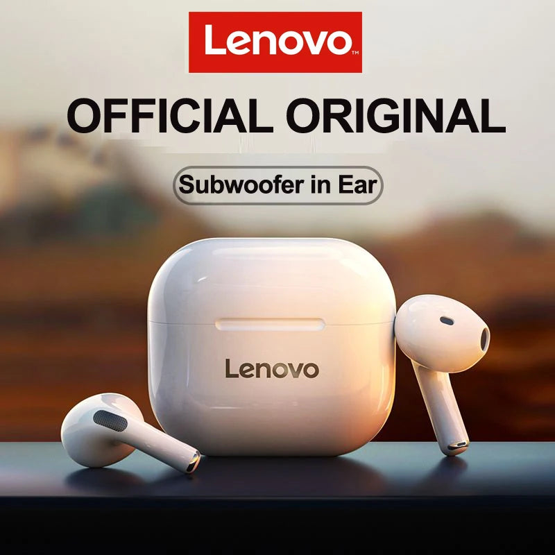 Lenovo-LP40 TWS Fone de ouvido sem fio Bluetooth 5.0, estéreo duplo, redução de ruído, graves, controle por toque, espera longa, 230mAh, novo, original